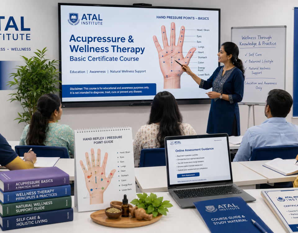 Acupressure and Wellness Therapy Basic Certificate Course at ATAL Institute with online assessment and certificate support
