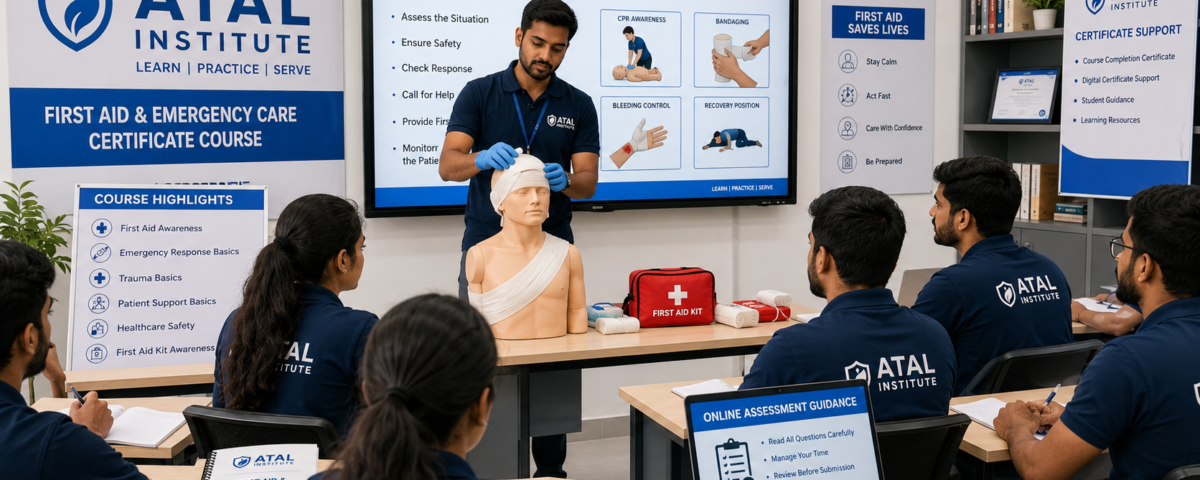 First Aid and Emergency Care Certificate Course at ATAL Institute with online assessment and certificate support