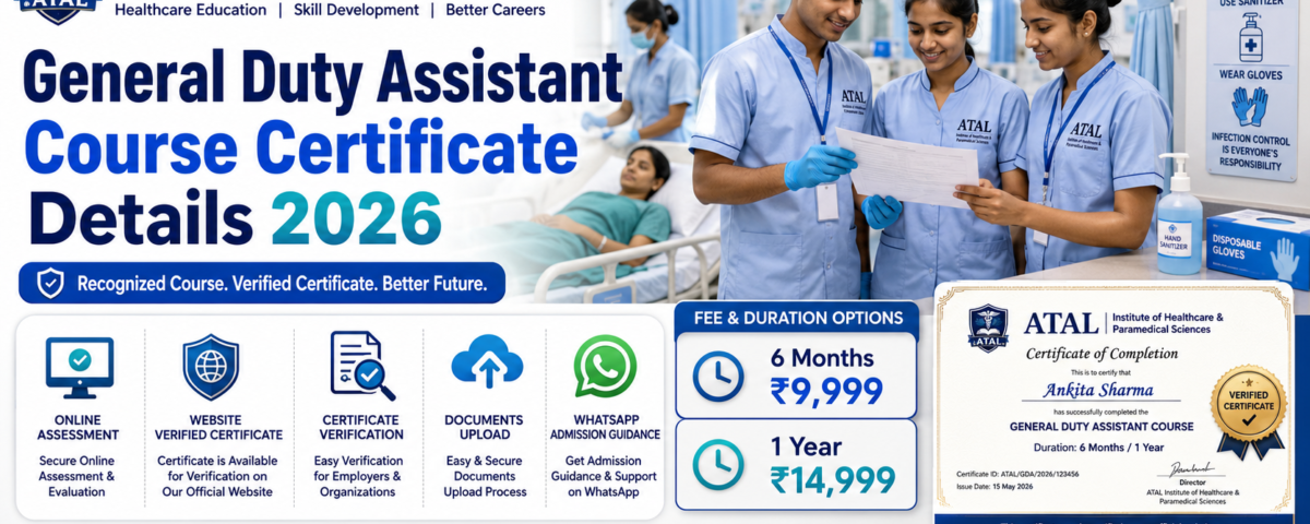 General Duty Assistant Course Certificate Details 2026 GDA Fee Duration Verification ATAL Institute