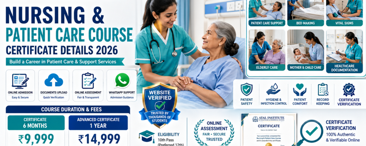 Nursing Patient Care Course Certificate Details 2026 Fee Duration Verification ATAL Institute