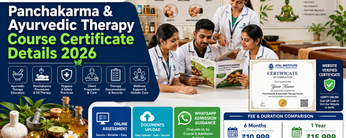 Panchakarma Ayurvedic Therapy Course Certificate Details 2026 Fee Duration Verification ATAL Institute