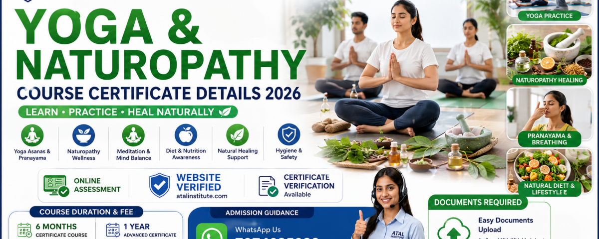 Yoga Naturopathy Course Certificate Details 2026 Fee Duration Verification ATAL Institute
