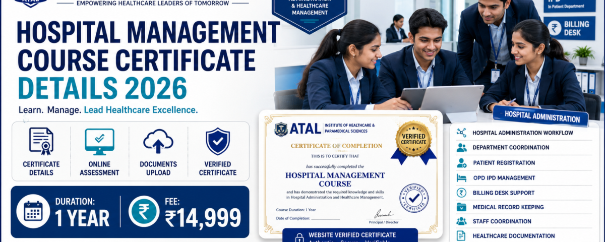 PG Certificate Hospital Management Course Certificate Details 2026 Fee Duration Verification ATAL Institute