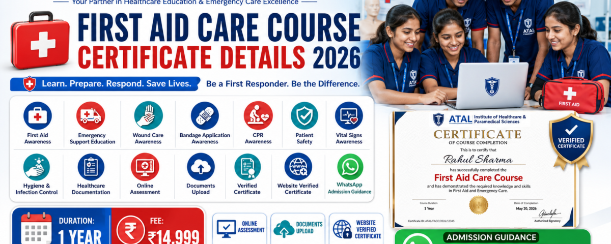 First Aid Care Course Certificate Details 2026 Fee Duration Verification ATAL Institute
