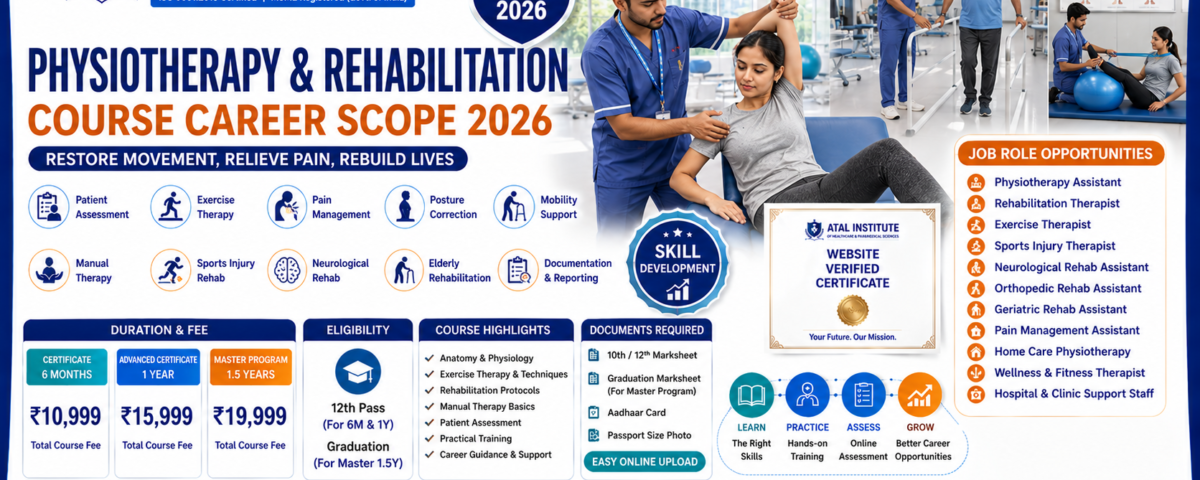 Physiotherapy Rehabilitation Course Career Scope 2026 Job Role Skills Fee Duration ATAL Institute