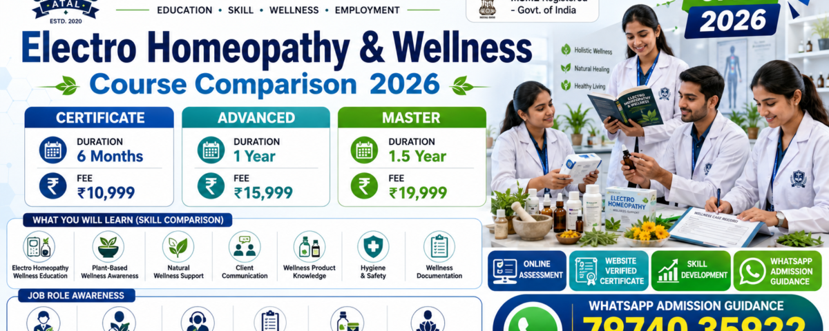 Electro Homeopathy Wellness Course Comparison 2026 Certificate Advanced Master Fee Duration ATAL Institute