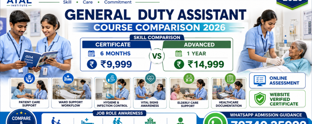 General Duty Assistant Course Comparison 2026 Certificate vs Advanced Fee Duration ATAL Institute