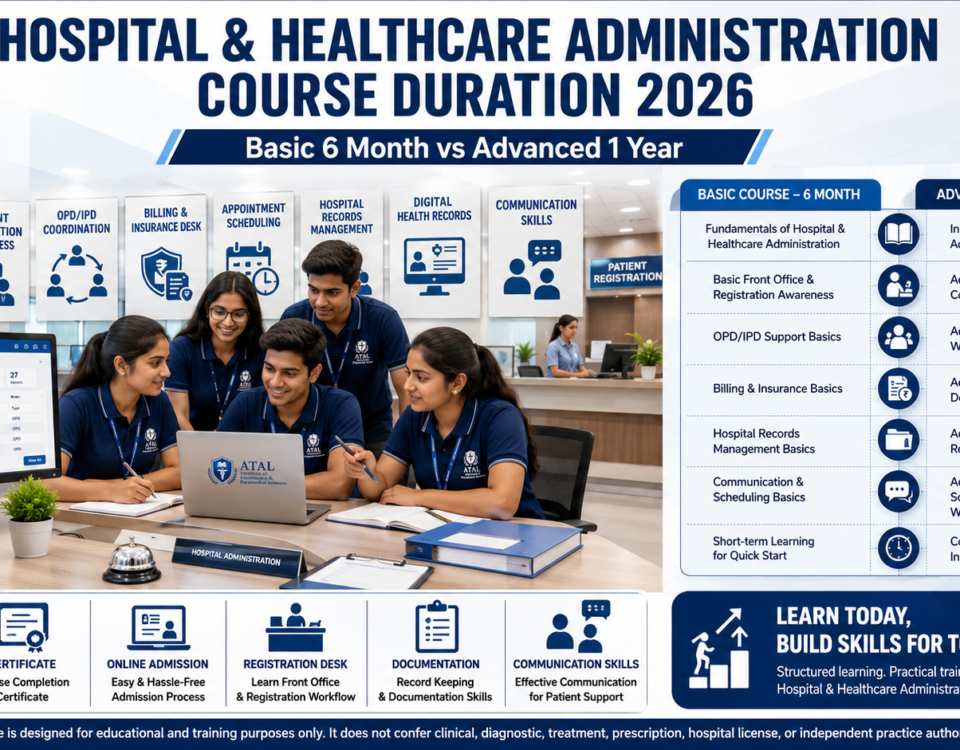 Hospital and Healthcare Administration Course Duration 2026 Basic vs Advanced eligibility subjects and admission at ATAL Institute